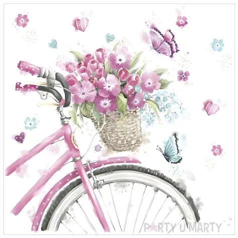 serwetki papierowe rower i kwiaty maki 33 cm 20 szt
