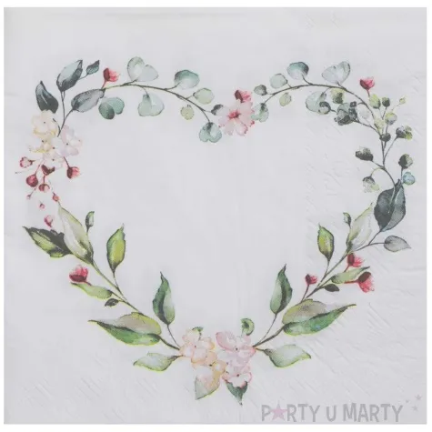 serwetki papierowe wedding bunting serce roslinne santex 33 cm 20 szt