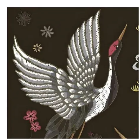 serwetki papierowe zurawie i kwiaty czarny maki 33 cm 20 szt