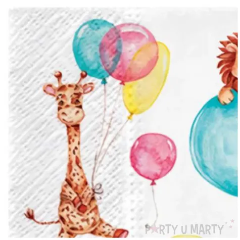 serwetki papierowe zwierzeta i baloniki paw 33 cm 20 szt