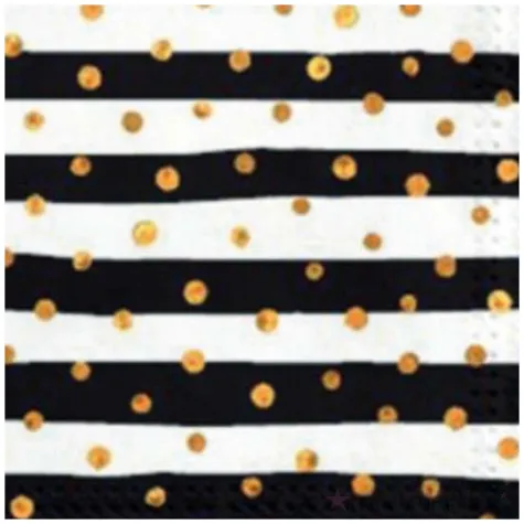 serwetki paski w zlote grochy czarno biale paw 33 cm 20 szt