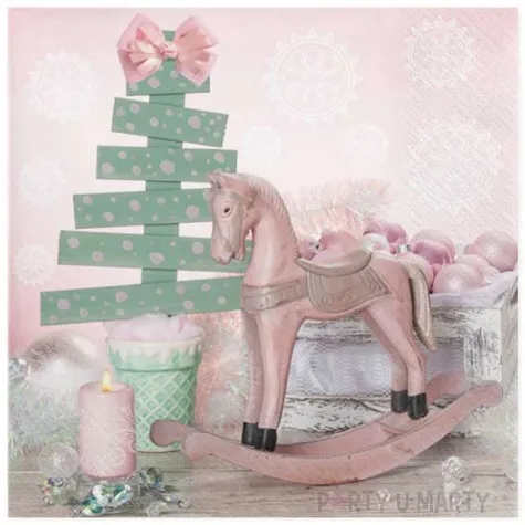 serwetki pastelowy konik i choinka maki 33 cm 20 szt