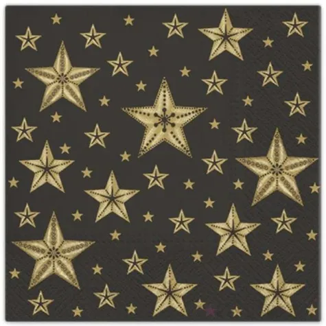 serwetki piekne gwiazdy czarny paw 33 cm 20 szt