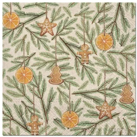 serwetki pierniki boze narodzenie biale paw 33 cm 20 szt