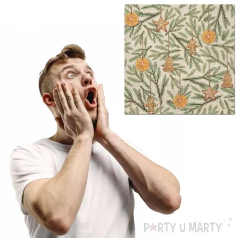 serwetki pierniki boze narodzenie biale paw 33 cm 20 szt