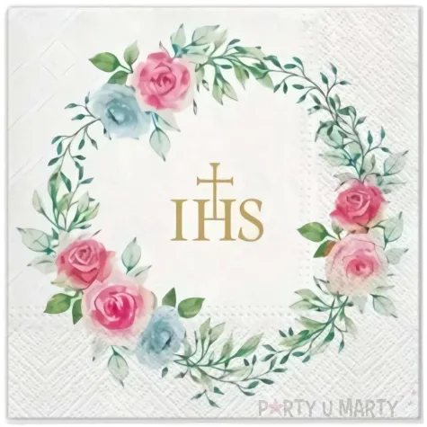 serwetki pierwsza komunia swieta roze paw 33 cm 20 szt