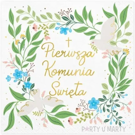 serwetki pierwsza komunia swieta z wiosennym akcentem partydeco 33 cm 20 szt