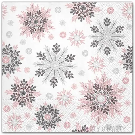 serwetki platki sniegu rozowe paw 33 cm 20 szt