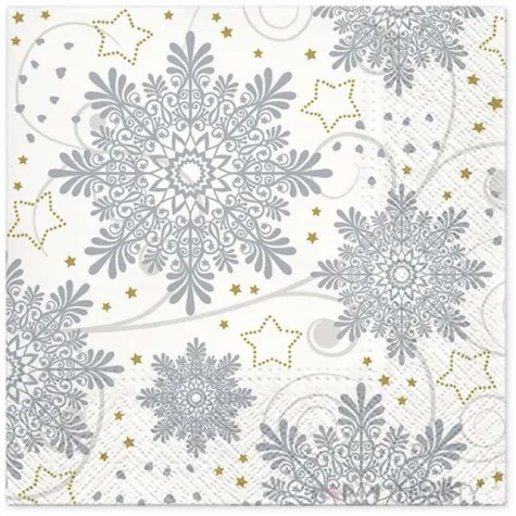 serwetki platki sniegu srebrne paw 33 cm 20 szt