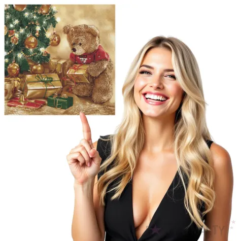 serwetki pluszowy mis choinka i prezenty maki 33 cm 20 szt