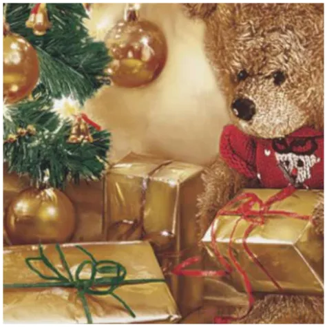 serwetki pluszowy mis choinka i prezenty maki 33 cm 20 szt