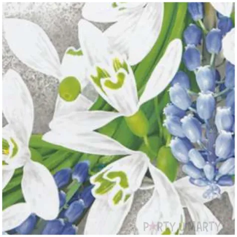 serwetki przebisniegi i szafirki na szarym tle maki 33 cm 20 szt