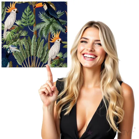 serwetki ptaki na roslinach tropikalnych paw 33 cm 20 szt