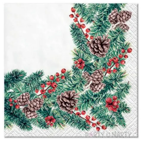 serwetki ramka galazek swierkowych paw 25 cm 20 szt