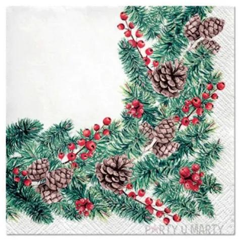 serwetki ramka galazek swierkowych paw 33 cm 20 szt