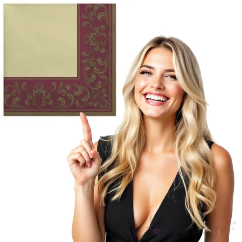 serwetki ramka roccoco bordowe maki 33 cm 20 szt