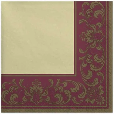 serwetki ramka roccoco bordowe maki 33 cm 20 szt