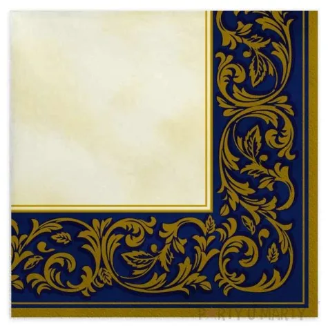 serwetki ramka roccoco niebieskie maki 33 cm 20 szt