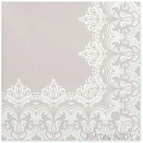 serwetki ramka z ornamentu bezowa maki 33 cm 20 szt