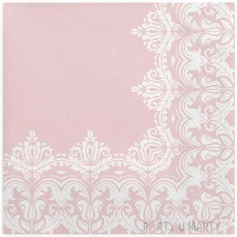 serwetki ramka z ornamentu rozowa maki 33 cm 20 szt