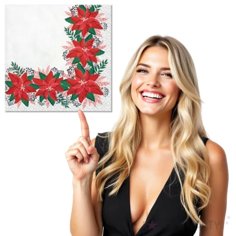 serwetki ramka z poinsecji paw 25 cm 20 szt