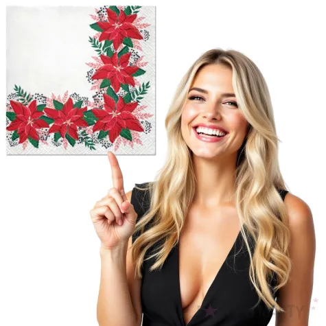 serwetki ramka z poinsecji paw 33 cm 20 szt