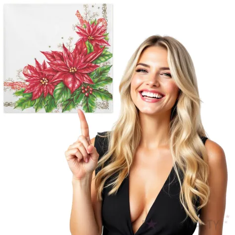 serwetki ramka z poinsencja maki 33 cm 20 szt