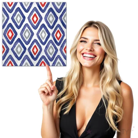 serwetki romby czerwono niebieskie paw 33 cm 20 szt