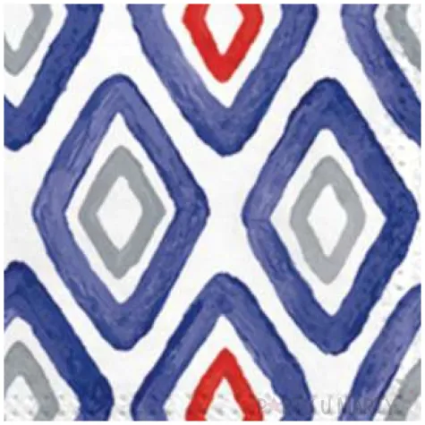 serwetki romby czerwono niebieskie paw 33 cm 20 szt