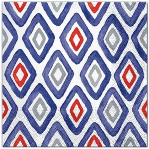 serwetki romby czerwono niebieskie paw 33 cm 20 szt