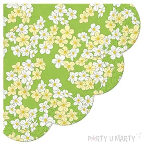 serwetki rondo bialo zolte kwiatki paw 32 cm 12 szt