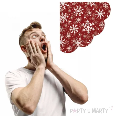 serwetki rondo sniezynki czerwone paw 32 cm 12 szt