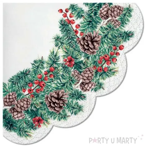 serwetki rondo swiateczny wieniec paw 32 cm 12 szt