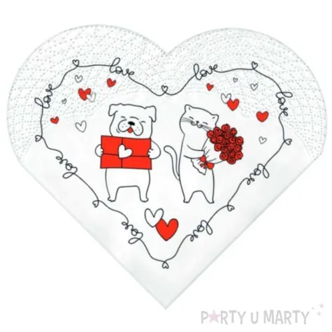 serwetki rondo walentynki serce paw 32 cm 12 szt