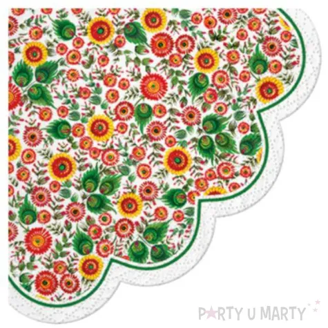 serwetki rondo wielkanocne lowickie kwiaty paw 32 cm 12 szt