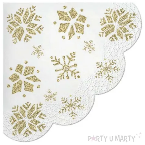 serwetki rondo zlote platki sniegu paw 32 cm 12 szt