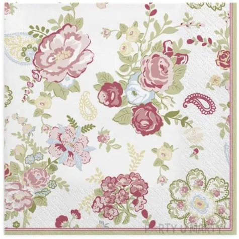 serwetki rozane dywan biale maki 33 cm 20 szt