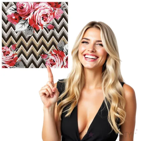 serwetki roze na tle zygzakow maki 33 cm 20 szt