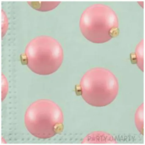 serwetki rozowe bombki na mietowym tle paw 33 cm 20 szt