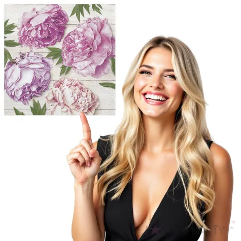 serwetki rozowe piwonie na tle drewna maki 33 cm 20 szt