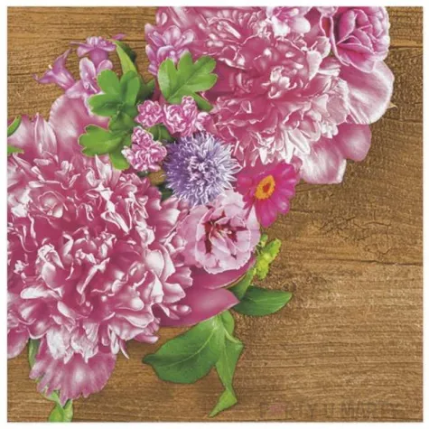 serwetki rozowy wianek z piwoni maki 33 cm 20 szt