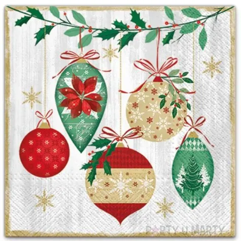 serwetki rustykalne bombki paw 33 cm 20 szt