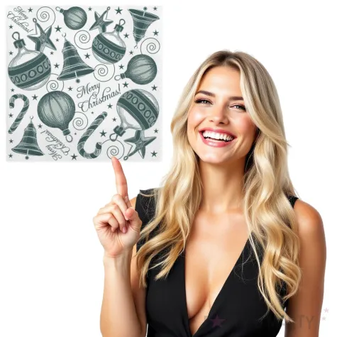 serwetki rysowany wzor bombek i choinek maki 33 cm 20 szt