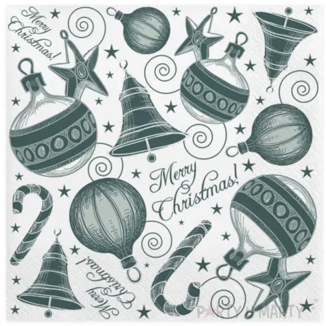 serwetki rysowany wzor bombek i choinek maki 33 cm 20 szt