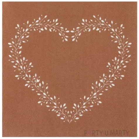 serwetki serce brazowe 33 cm santex 20 szt