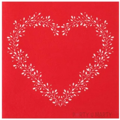 serwetki serce czerwone 33 cm santex 20 szt