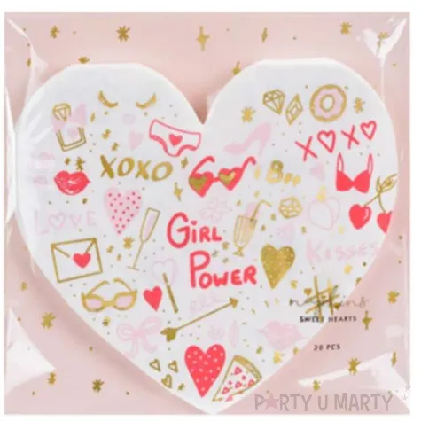 serwetki serce girl power partydeco 16 x 15 cm 20 szt