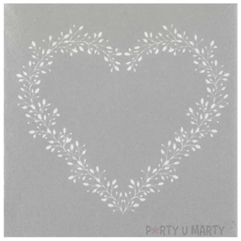 serwetki serce srebrne 40 cm santex 12 szt