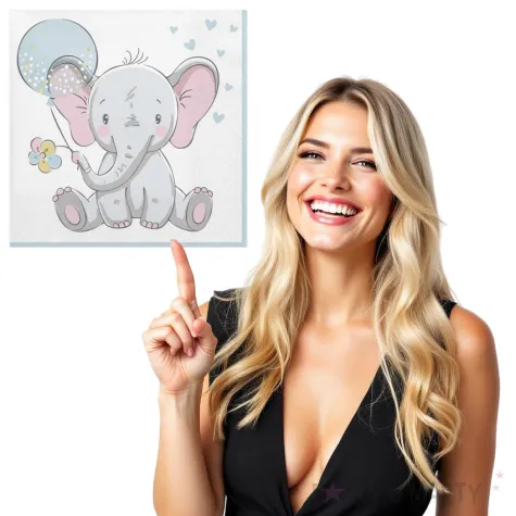 serwetki slonik z balonem blekitny maki 33 cm 20 szt
