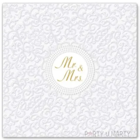 serwetki slubne mr mrs zlote paw 33 cm 20 szt